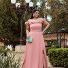 VESTIDO DE FESTA PÂMELA PLUS SIZE DETALHE FLOR - ROSÉ