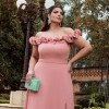 VESTIDO DE FESTA PÂMELA PLUS SIZE DETALHE FLOR - ROSÉ