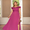 VESTIDO DE FESTA PÂMELA PLUS SIZE DETALHE FLOR - FÚCSIA