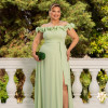 VESTIDO DE FESTA PÂMELA PLUS SIZE DETALHE FLOR - VERDE MENTA