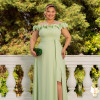VESTIDO DE FESTA PÂMELA PLUS SIZE DETALHE FLOR - VERDE MENTA
