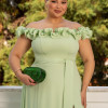 VESTIDO DE FESTA PÂMELA PLUS SIZE DETALHE FLOR - VERDE MENTA