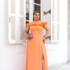VESTIDO DE FESTA PÂMELA PLUS SIZE DETALHE FLOR - LARANJA