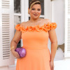 VESTIDO DE FESTA PÂMELA PLUS SIZE DETALHE FLOR - LARANJA