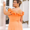 VESTIDO DE FESTA PÂMELA PLUS SIZE DETALHE FLOR - LARANJA