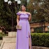 VESTIDO DE FESTA PÂMELA PLUS SIZE DETALHE FLOR - LAVANDA