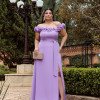 VESTIDO DE FESTA PÂMELA PLUS SIZE DETALHE FLOR - LAVANDA