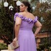 VESTIDO DE FESTA PÂMELA PLUS SIZE DETALHE FLOR - LAVANDA