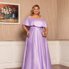 VESTIDO DE FESTA PAULA CREPE ACETINADO PLUS SIZE - LAVANDA