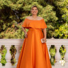 VESTIDO DE FESTA PAULA CREPE ACETINADO PLUS SIZE - LARANJA