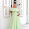 VESTIDO DE FESTA PAULA CREPE ACETINADO PLUS SIZE - VERDE MENTA