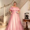 VESTIDO DE FESTA PAULA CREPE ACETINADO PLUS SIZE - ROSÉ