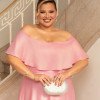 VESTIDO DE FESTA PAULA CREPE ACETINADO PLUS SIZE - ROSÉ