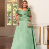 VESTIDO ÁGATA OMBRO A OMBRO DETALHE FLOR PLUS SIZE - VERDE OLIVA