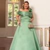 VESTIDO ÁGATA OMBRO A OMBRO DETALHE FLOR PLUS SIZE - VERDE OLIVA