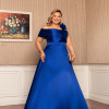 VESTIDO ÁGATA OMBRO A OMBRO DETALHE FLOR PLUS SIZE - AZUL ROYAL