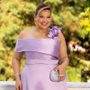 VESTIDO ÁGATA OMBRO A OMBRO DETALHE FLOR PLUS SIZE - LAVANDA