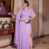 VESTIDO DE FESTA LONGO GARDEN DETALHE CAPA PLUS SIZE - LAVANDA