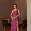VESTIDO DE FESTA HOLANDA UM OMBRO SAIA CAMADAS - FÚCSIA