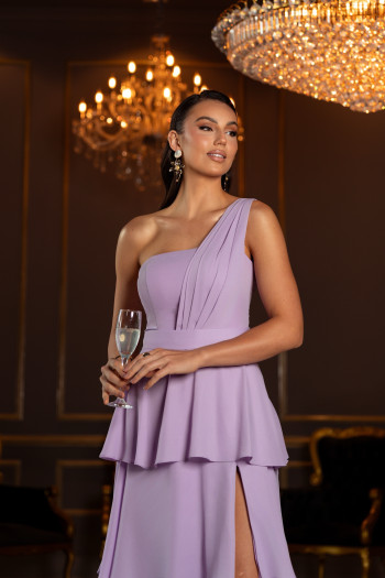 VESTIDO DE FESTA HOLANDA UM OMBRO SAIA CAMADAS - LAVANDA