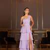 VESTIDO DE FESTA HOLANDA UM OMBRO SAIA CAMADAS - LAVANDA
