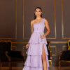 VESTIDO DE FESTA HOLANDA UM OMBRO SAIA CAMADAS - LAVANDA