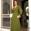 VESTIDO DE FESTA GIOVANA CREPE MUSSELINE DETALHE PLISSADO - VERDE OLIVA