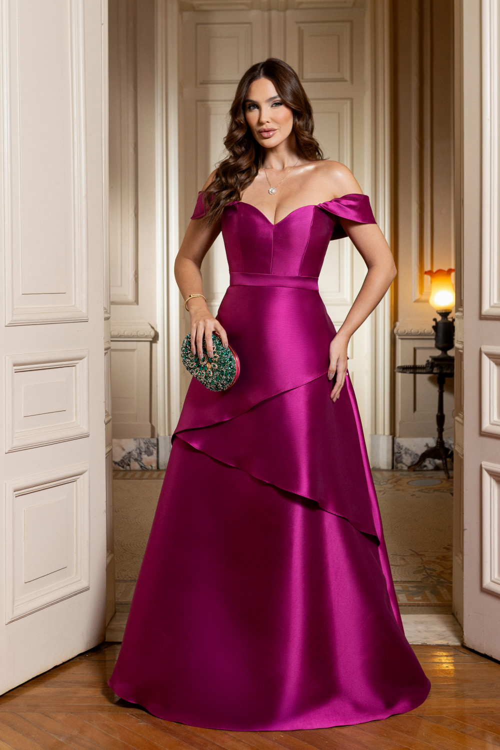 VESTIDO VITÓRIA ZIBELINE OMBRO A OMBRO - FÚCSIA