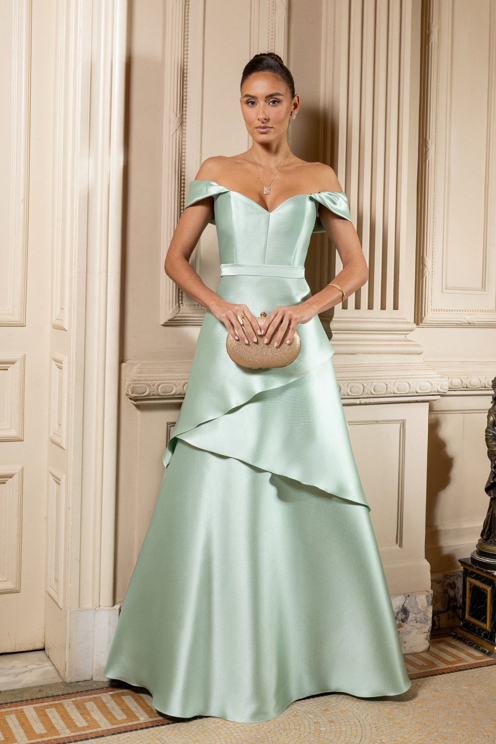 VESTIDO VITÓRIA ZIBELINE OMBRO A OMBRO - VERDE MENTA