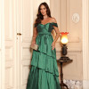 VESTIDO DE FESTA LIZ OMBRO A OMBRO - VERDE ESMERALDA