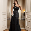 VESTIDO LUXUS DIAMOND UM OMBRO - PRETO