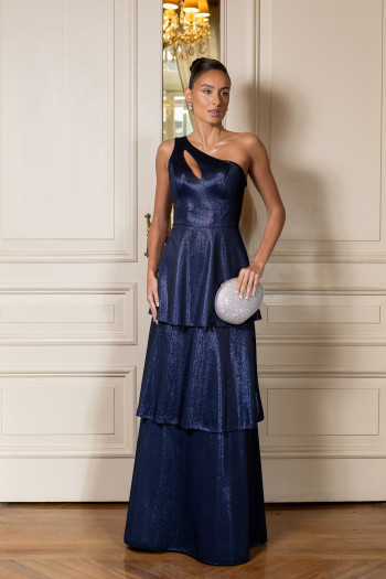 VESTIDO LUXUS DIAMOND UM OMBRO - AZUL MARINHO