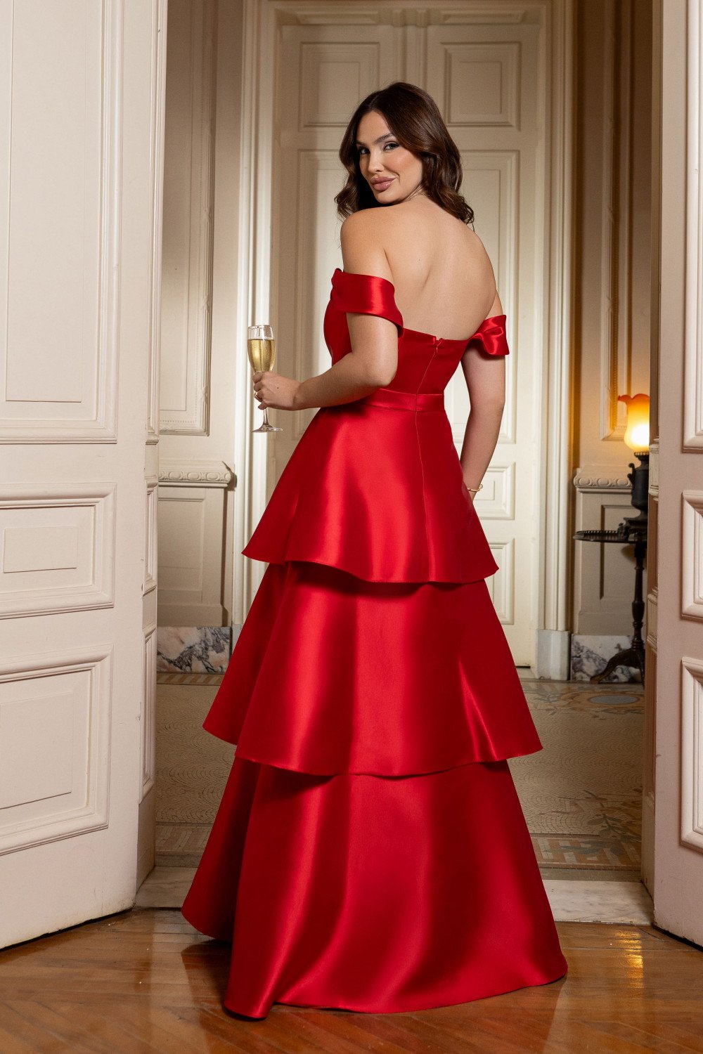 VESTIDO DE FESTA MYKONOS ZIBELINE CAMADAS - VERMELHO