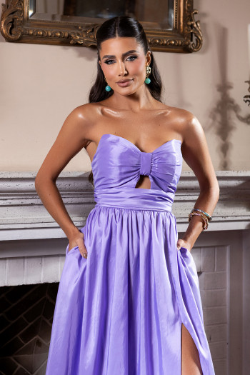 VESTIDO DE FESTA MANUELA T.Q.C TAFETÁ - LAVANDA