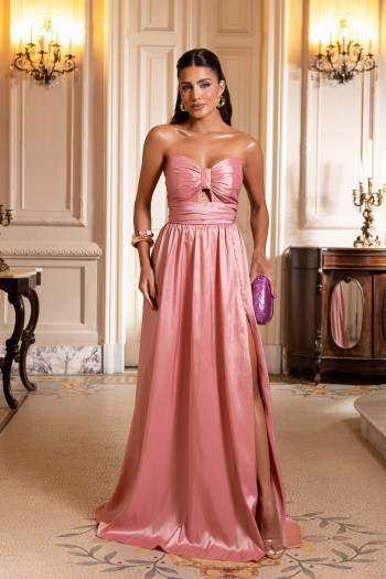 VESTIDO DE FESTA MANUELA T.Q.C TAFETÁ - ROSÉ