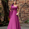 VESTIDO DE FESTA ORQUIDEA CREPE MUSSELINE - FÚCSIA