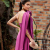 VESTIDO DE FESTA ORQUIDEA CREPE MUSSELINE - FÚCSIA