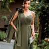 VESTIDO DE FESTA ORQUIDEA CREPE MUSSELINE - VERDE OLIVA