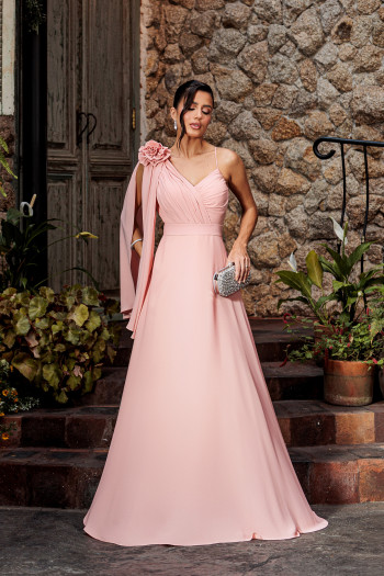 VESTIDO DE FESTA ORQUIDEA CREPE MUSSELINE - ROSÉ