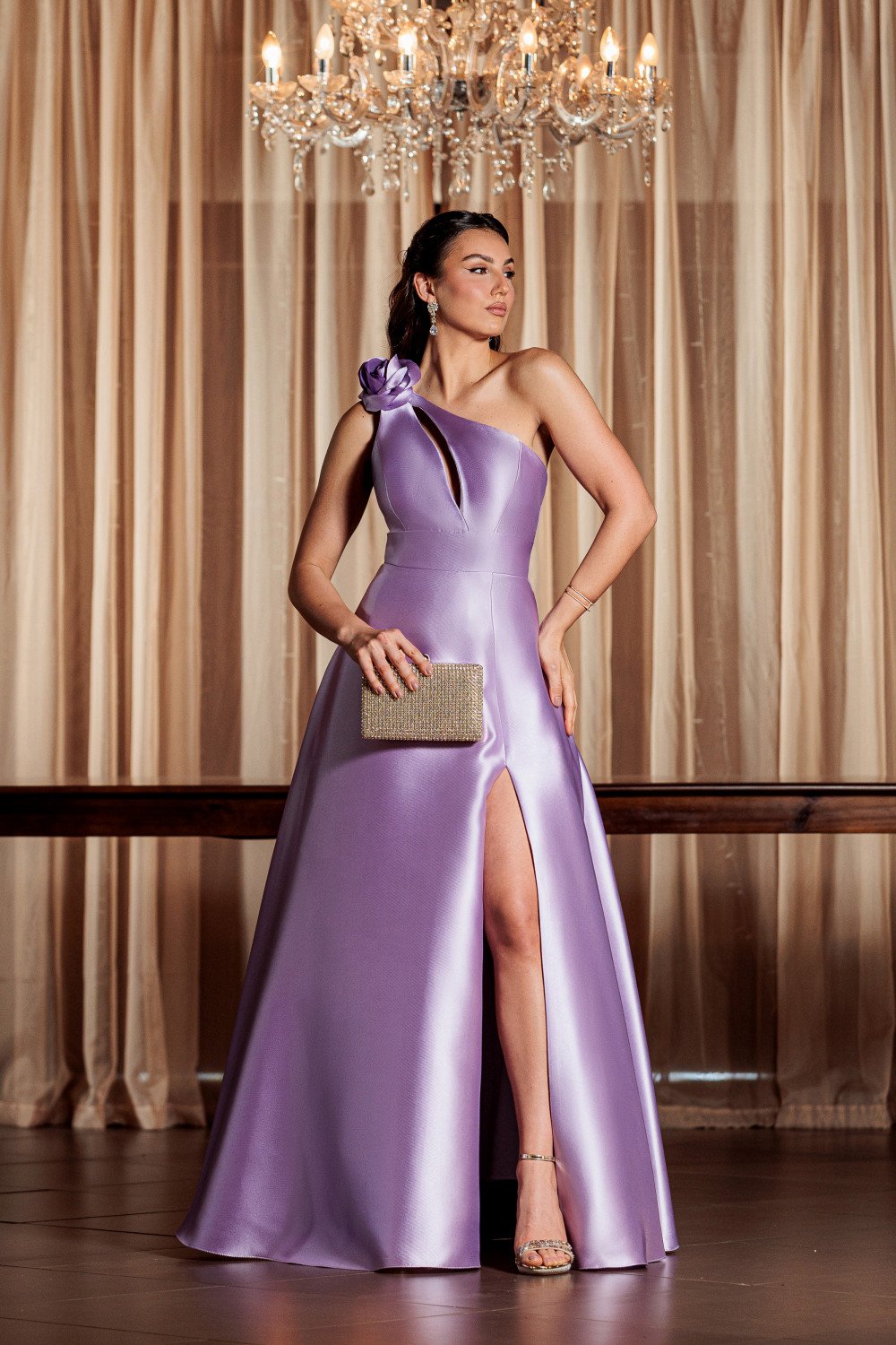 VESTIDO DE FESTA PALOMA ZIBELINE UM OMBRO - LAVANDA