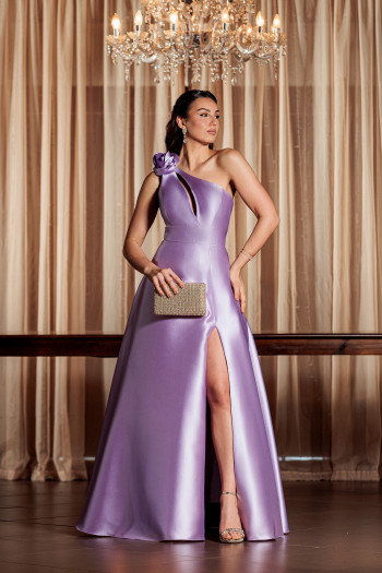 VESTIDO DE FESTA PALOMA ZIBELINE UM OMBRO - LAVANDA