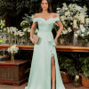 VESTIDO DE FESTA PRISCILA CREPE ACETINADO OMBRO A OMBRO - VERDE MENTA