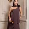 VESTIDO DE FESTA VENEZA CALDA FLOR - MARROM