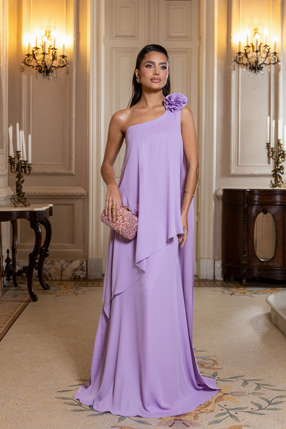 VESTIDO DE FESTA VENEZA CALDA FLOR - LAVANDA