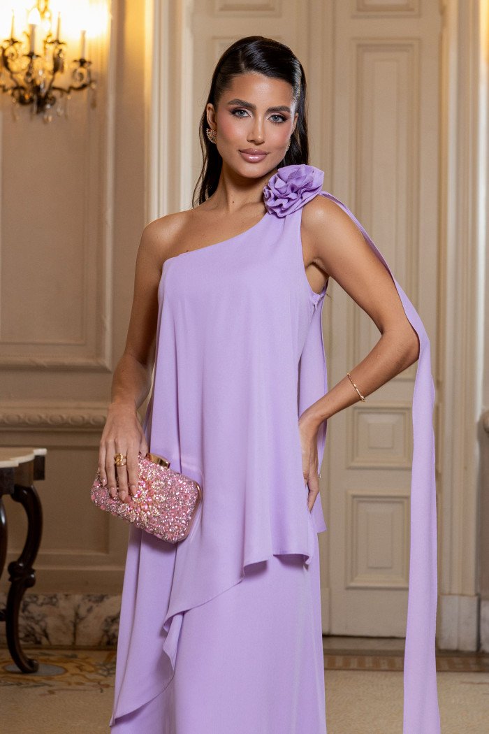 VESTIDO DE FESTA VENEZA CALDA FLOR - LAVANDA