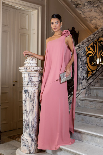 VESTIDO DE FESTA VENEZA CALDA FLOR - ROSA CANELA