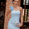 VESTIDO DE FESTA AMANDA CREPE ACETINADO - AZUL SERENITY