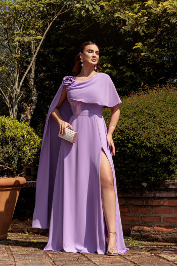 VESTIDO DE FESTA LONGO GARDEN DETALHE CAPA - LAVANDA