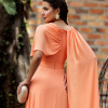 VESTIDO DE FESTA LONGO GARDEN DETALHE CAPA - LARANJA