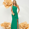 VESTIDO IPANEMA UM OMBRO DETALHE FENDA - VERDE ESMERALDA